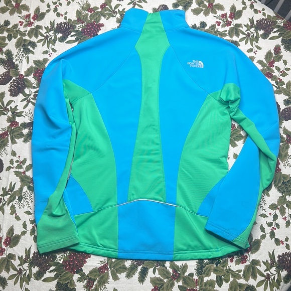 The North Face tech zip up mid layer jacket light blue & kelly green Size S/P - Picture 2 of 11
